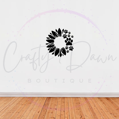 Dog Paw Sunflower Decal
