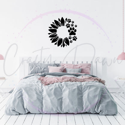 Dog Paw Sunflower Decal